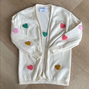 Old Navy Cream Cardigan with Colorful Heart Details